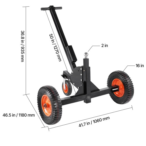 VEVOR Trailer Dolly, 1500lbs Tongue Weight Capacity, 2 in 1 Trailer Mover with 22 in and 26 in Adjustable Height and 2 in Ball, 16 in Pneumatic Tires