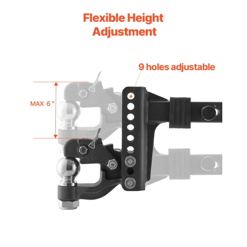 VEVOR Adjustable Trailer Hitch, Fit 2-Inch Receiver, Trailer Hitch Ball Mount with 2-5/16” Ball & Pin, 13000 lbs Ball Hitch, 6-Inch Drop, for Heavy