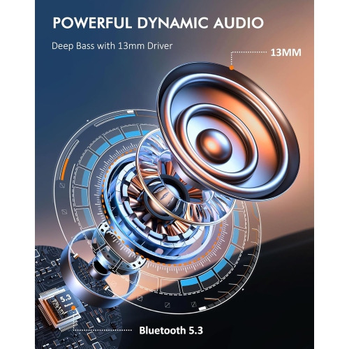 Écouteurs bouton sans fil Bluetooth, casque d'écoute Bluetooth pour le sport, écouteurs stéréo avec étui de recharge LED Display, écouteurs pour