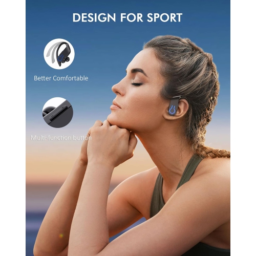 Écouteurs bouton sans fil Bluetooth, casque d'écoute Bluetooth pour le sport, écouteurs stéréo avec étui de recharge LED Display, écouteurs pour