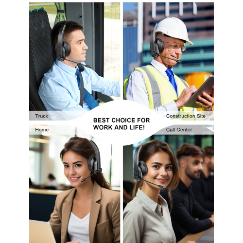 Bluetooth Headset for Computer,Single-Ear Wireless Headset with Noise Cancelling Microphone for Office & Truckers,Over-Ear 2.4G Bluetooth Headphone