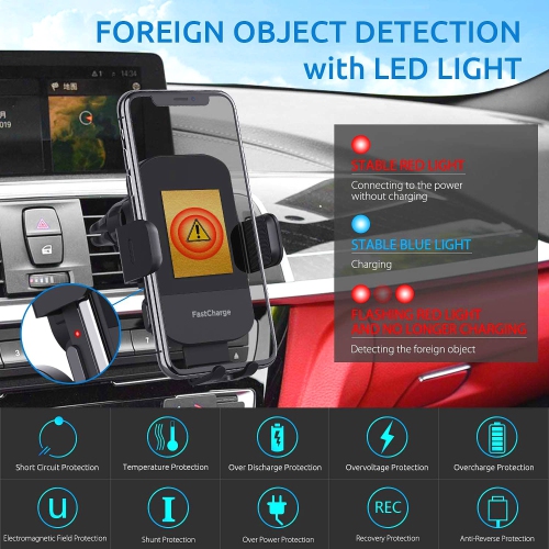 Wireless Car Charger,Fast Charging Phone Holder,3 in 1 Phone Mount Auto Clamping Car Accessories