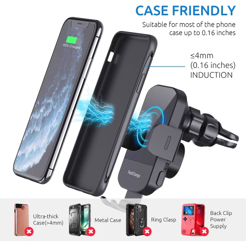Wireless Car Charger,Fast Charging Phone Holder,3 in 1 Phone Mount Auto Clamping Car Accessories
