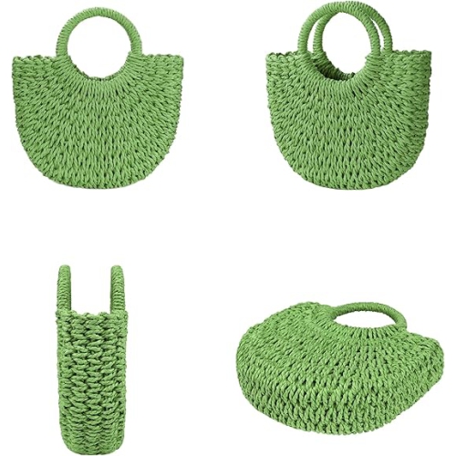 Sac de plage à paille pour femmes, sac à bandoulière, portefeuille d'été, style simple, sac tissé semi-circulaire populaire, sac à bandoulière pour