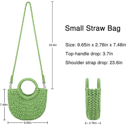 Sac de plage à paille pour femmes, sac à bandoulière, portefeuille d'été, style simple, sac tissé semi-circulaire populaire, sac à bandoulière pour