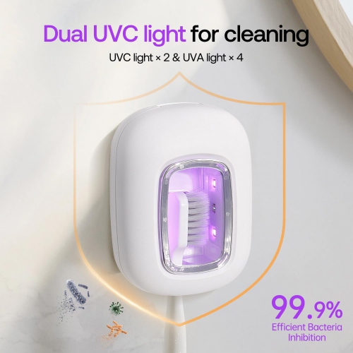Étui et support pour brosse à dents UV, étui de nettoyage pour brosse à dents double lumière UVC, stérilisateur portatif de voyage pour brosse à
