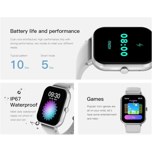 Touch Screen Smart Watch, IP67 Waterproof, Mesh Ring Bracelet, Over 100 Sports Modes, 1.83 Inch Square Screen Multi-Function Sports Health Watch -