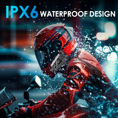 Bluetooth Motorcycle Helmet Headset 1000mAh Battery Waterproof Noise Reduction BT 5.3 Headphones With LED Screen FM Function