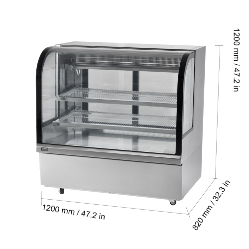 VEVOR 18 Cu.Ft./505L Refrigerated Display Case, Large Pastry Display Case, 2-Tier Commercial Display Refrigerator with LED Lighting, Downdraft