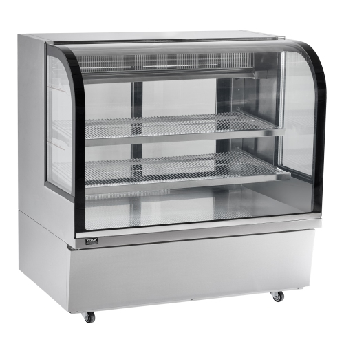 VEVOR 18 Cu.Ft./505L Refrigerated Display Case, Large Pastry Display Case, 2-Tier Commercial Display Refrigerator with LED Lighting, Downdraft