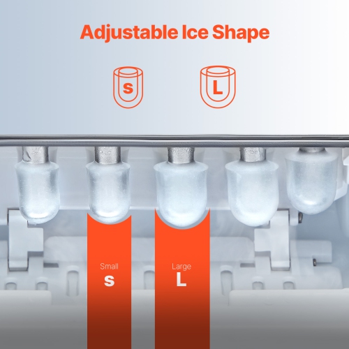 VEVOR Countertop Ice Maker, 9 Cubes Ready in 6 Mins, 26lbs in 24Hrs, Self-Cleaning Portable Ice Maker with Ice Scoop and Basket, Ice Machine with 2