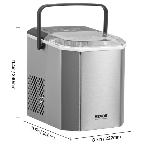 VEVOR Countertop Ice Maker, 9 Cubes Ready in 6 Mins, 26lbs in 24Hrs, Self-Cleaning Portable Ice Maker with Ice Scoop and Basket, Ice Machine with 2