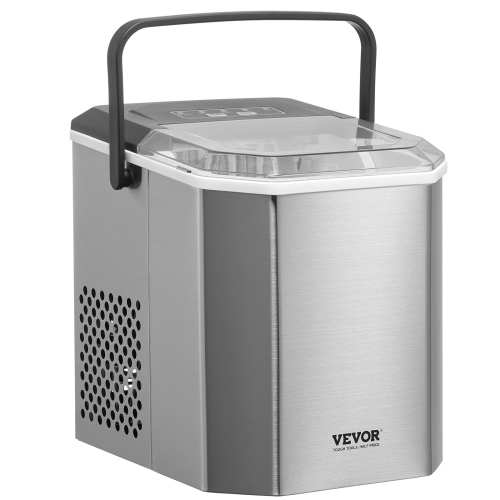 VEVOR Countertop Ice Maker, 9 Cubes Ready in 6 Mins, 26lbs in 24Hrs, Self-Cleaning Portable Ice Maker with Ice Scoop and Basket, Ice Machine with 2