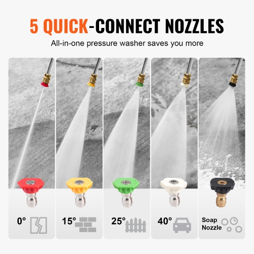 VEVOR 3500 PSI 2.6 GPM Gas Pressure Washer, Gas Powered Pressure Washer with Aluminum Pump, Spray Gun and Extension Wand, 5 Nozzle Set, for Cars,