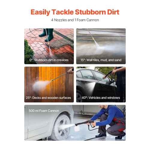 VEVOR 4500 PSI and 3.2 GPM Max Electric Pressure Washer, High Power Pressure Cleaning Machine with 4 Quick Connect Nozzles and a Foam Cannon, Ideal
