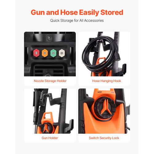 VEVOR 4500 PSI and 3.2 GPM Max Electric Pressure Washer, High Power Pressure Cleaning Machine with 4 Quick Connect Nozzles and a Foam Cannon, Ideal