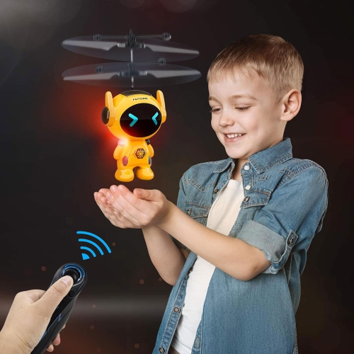 Children's Safe Flying Robot Toy - Gesture Control, Automatic Hovering, Anti-collision, Rechargeable, Indoor and Outdoor Games, With Remote Control,