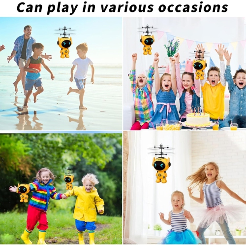 Children's Safe Flying Robot Toy - Gesture Control, Automatic Hovering, Anti-collision, Rechargeable, Indoor and Outdoor Games, With Remote Control,
