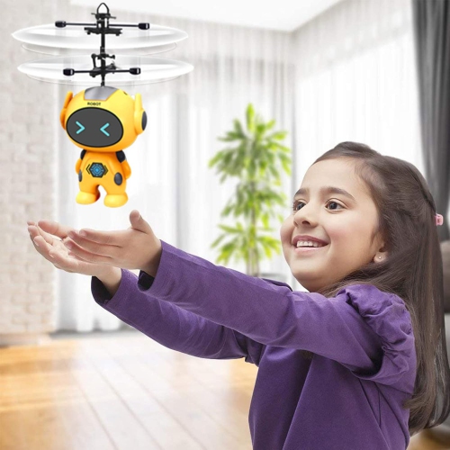 Children's Safe Flying Robot Toy - Gesture Control, Automatic Hovering, Anti-collision, Rechargeable, Indoor and Outdoor Games, With Remote Control,