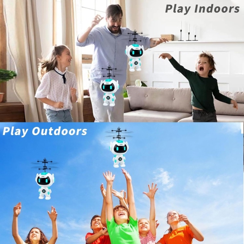 Children's Safe Flying Robot Toy - Gesture Control, Automatic Hovering, Anti-collision, Rechargeable, Indoor and Outdoor Games, With Remote Control,