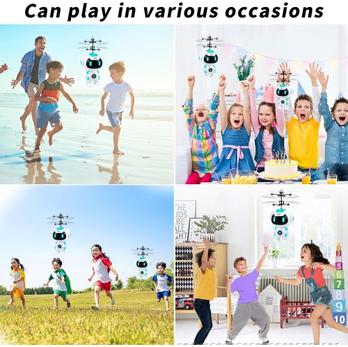 Children's Safe Flying Robot Toy - Gesture Control, Automatic Hovering, Anti-collision, Rechargeable, Indoor and Outdoor Games, With Remote Control,