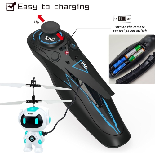 Children's Safe Flying Robot Toy - Gesture Control, Automatic Hovering, Anti-collision, Rechargeable, Indoor and Outdoor Games, With Remote Control,