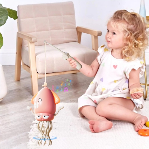 Stress relief dancing octopus robot toy - obstacle avoidance and sliding, encourages crawling, dynamic sound and light, simulated fishing, children's