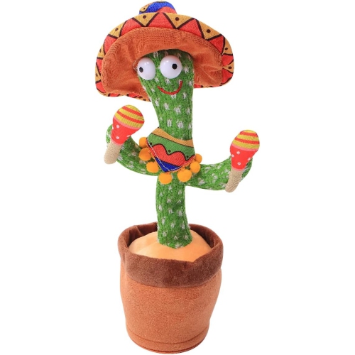 GREEN SCENIC  Singing And Dancing Cactus Plush Toy - Interactive Talking, Recording, Lighting, Dancing, USB Rechargeable, 120 Songs - Fun Gift For