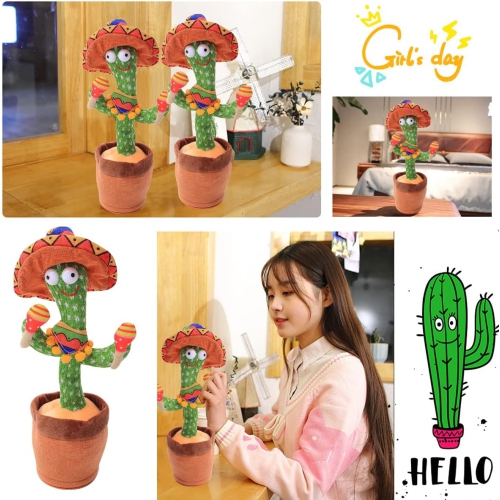 Singing and Dancing Cactus Plush Toy - Interactive Talking, Recording, Lighting, Dancing, USB Rechargeable, 120 Songs - Fun Gift for Kids