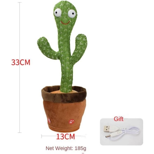 Singing and Dancing Cactus Plush Toy - Interactive Talking, Recording, Lighting, Dancing, USB Rechargeable, 120 Songs - Fun Gift for Kids