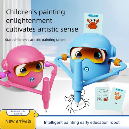 Children's interactive painting robot - creative educational toy with painting cards, smart early childhood education machine for children aged 4 to