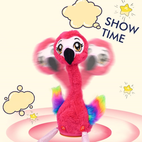 Interactive Flamingo Plush Toy with Recording and Dancing Function - 15 Second Voice Changer, 120 Songs, Interactive Toy Plush Doll, Baby