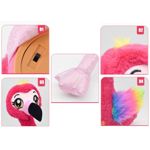Interactive Flamingo Plush Toy with Recording and Dancing Function - 15 Second Voice Changer, 120 Songs, Interactive Toy Plush Doll, Baby