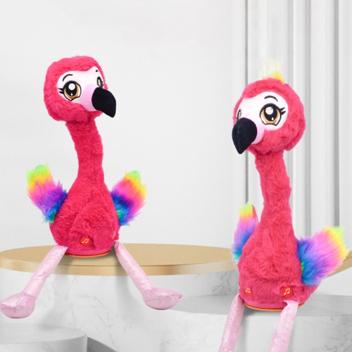 Interactive Flamingo Plush Toy with Recording and Dancing Function - 15 Second Voice Changer, 120 Songs, Interactive Toy Plush Doll, Baby
