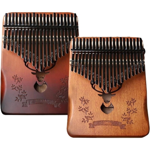 Portable 21-key thumb piano - hand-carved wooden kalimba with musical notes, suitable for children and adult beginners, is an ideal musical