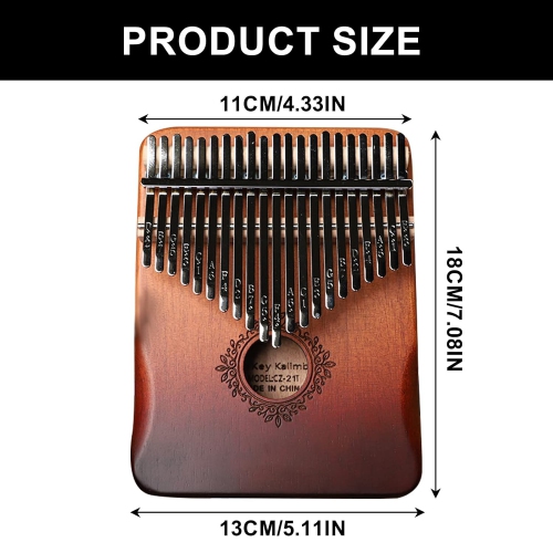 Portable 21-key thumb piano - hand-carved wooden kalimba with musical notes, suitable for children and adult beginners, is an ideal musical