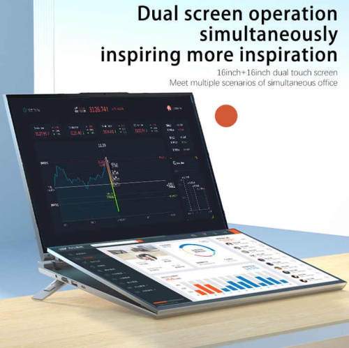 CRELANDER  X16 Plus 16" Touchscreen Dual-Screen Laptop – Intel Core I7-1260P, 2Tb SSD