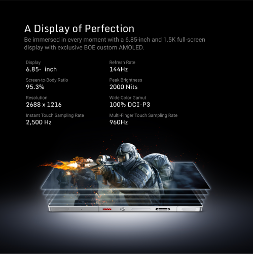 REDMAGIC 10S Pro Gaming Phone, 5G Android Smartphone, 6.85" 144Hz 1.5K AMOLED Full Screen, Under Display Camera, Dual-Sim, Unlocked Mobile Phone,