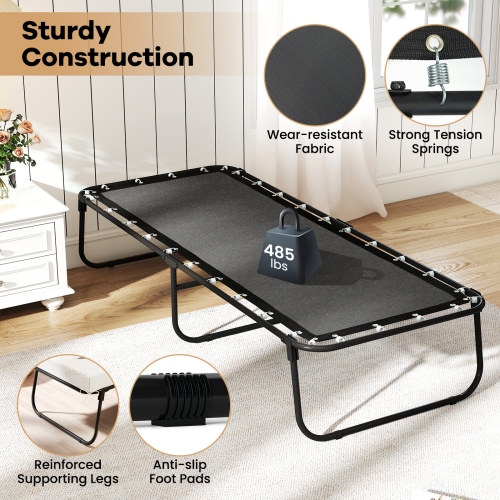 Gymax 75'' x 31'' Folding Bed w/ Memory Foam Breathable Mesh & Heavy-Duty Metal Frame