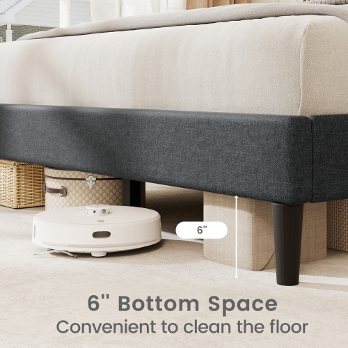 Gymax Twin / Full / Queen Size Bed Frame w/ Vertical Channel Tufted Headboard & Wooden Slats