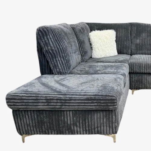Cosmic Homes – Canapé modulaire réversible Scott avec chaise de rangement, plateau rabattable et pouf gris