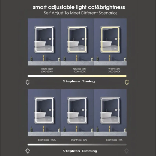 Auvabath OI-86080 Infinite 60x80 cm LED Bathroom Mirror – Bluetooth, Rectangular, IP65 Waterproof, Copper-Free, Aluminum Frame