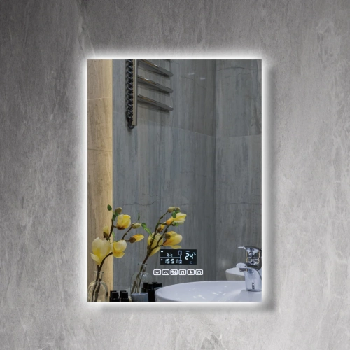 Auvabath Infinite OI-86080 60x80 cm LED Bathroom Mirror – Rectangular, IP65 Waterproof, Copper-Free, Aluminum Frame