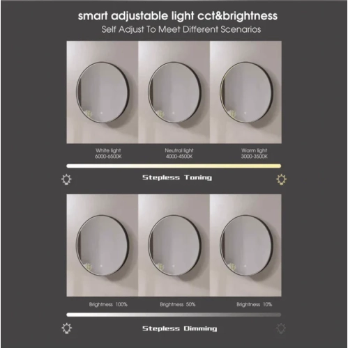 Auvabath OS-4647 75 cm Round LED Mirror – IP65 Waterproof, Copper-Free Glass, Aluminum Frame