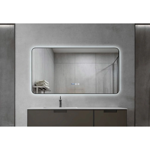 Miroir rectangulaire à DEL OS-4684-150 Shadow 150 x60 cm d'Auvabath – Écran étanche IP65, verre sans cuivre, arrière en aluminium