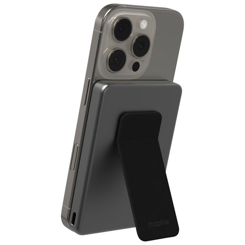 Chargeur portable mince USB-C 15 W 5000 mAh Powerstation de Mophie avec chargeur sans fil Qi2 et support - Noir