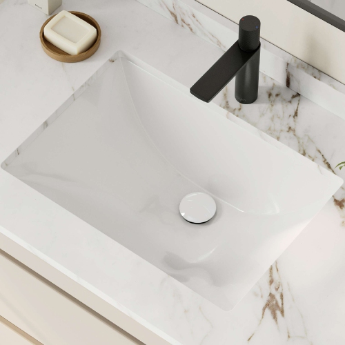 21.25"W x 14.5"D White Rectangular Undermount Bathroom Sink with Pop up Drain