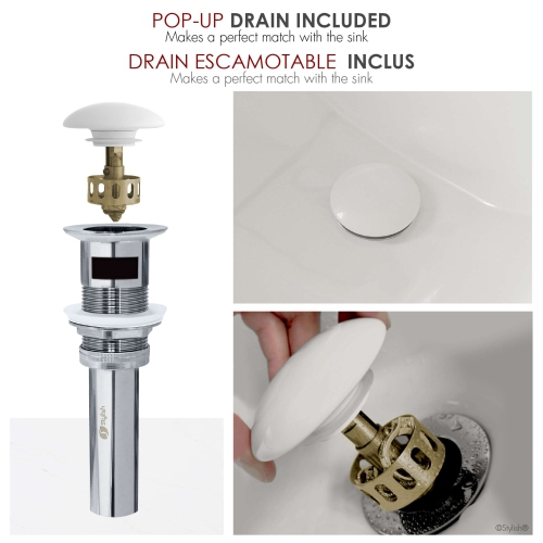 21.25"W x 14.5"D White Rectangular Undermount Bathroom Sink with Pop up Drain