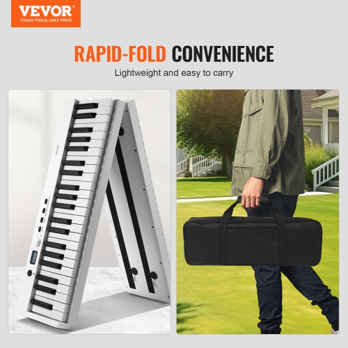 VEVOR 88 Key Folding Keyboard Piano, Bluetooth & MIDI, Portable Electronic Digital Foldable Piano with Sustain Pedal Bag Touch Sensitive Keys