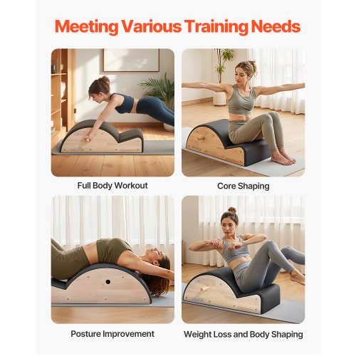 VEVOR Pilates Spine Corrector, Home Gym Yoga Pilates Accessory, Rubber Wood Fitness Training Tool, Arc Fitness Body Workout Equipment, for Spine